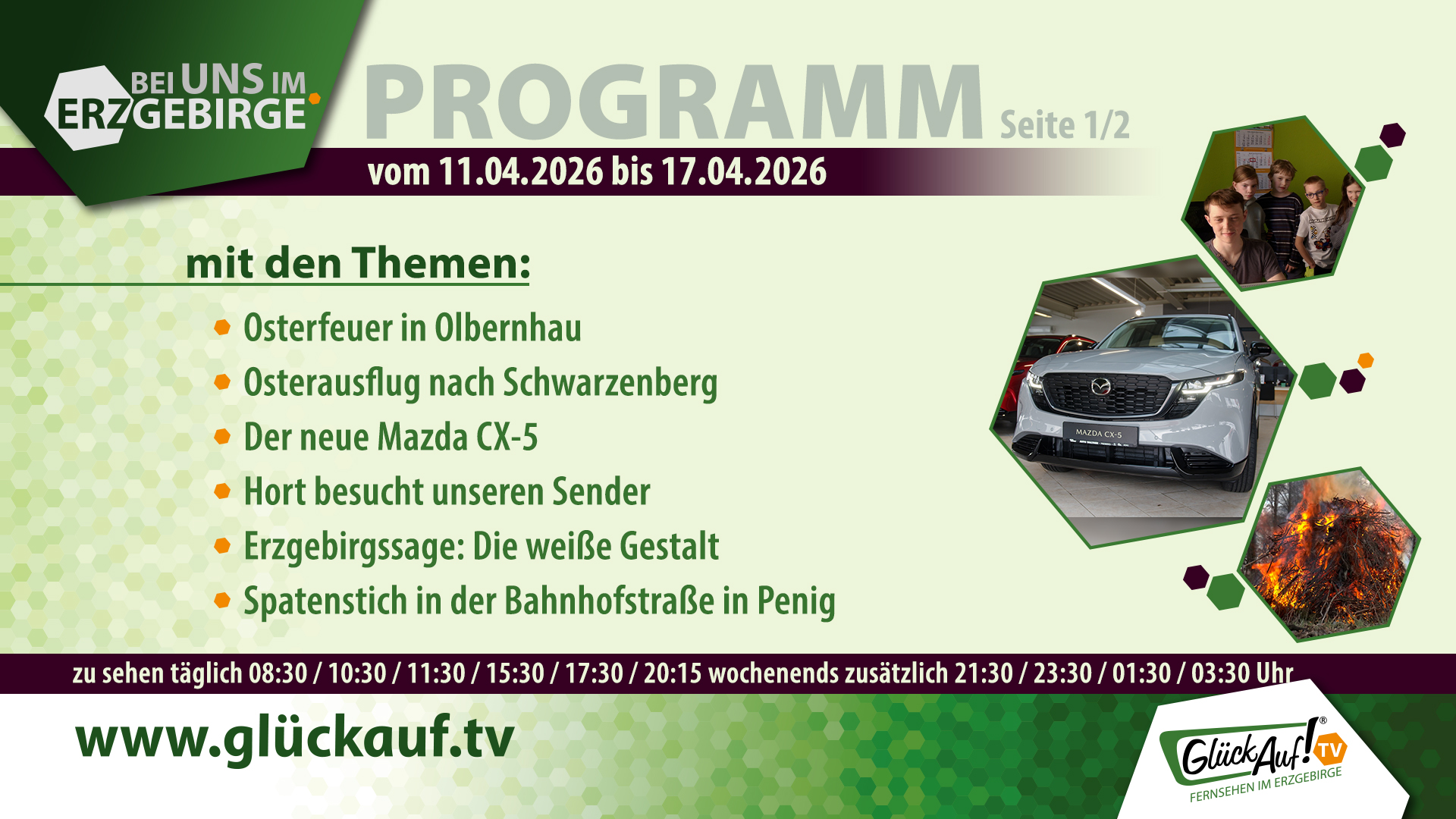 Bei uns im Erzgebirge für die Woche vom 11.04.2026 bis 17.04.2026 Bei uns im Erzgebirge für die Woche vom 11.04.2026 bis 17.04.2026