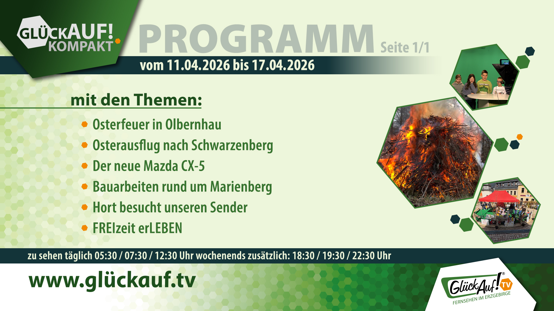 Bei uns im Erzgebirge für die Woche vom 11.04.2026 bis 17.04.2026 Bei uns im Erzgebirge für die Woche vom 11.04.2026 bis 17.04.2026